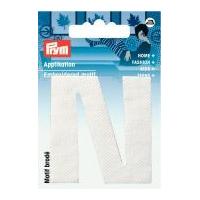 Prym Iron On Embroidered Letter Motif Applique Letter N - White