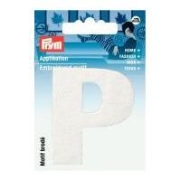 Prym Iron On Embroidered Letter Motif Applique Letter P - White