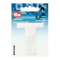 prym iron on embroidered letter motif applique letter t white