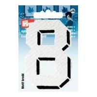 Prym Iron On Embroidered Number Motif Applique Small Number 8 - White