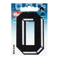 Prym Iron On Embroidered Number Motif Applique Small Number 0 - Black