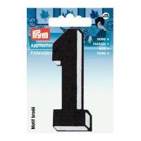 Prym Iron On Embroidered Number Motif Applique Small Number 1 - Black