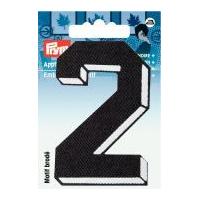 Prym Iron On Embroidered Number Motif Applique Small Number 2 - Black