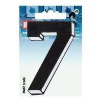 Prym Iron On Embroidered Number Motif Applique Small Number 7 - Black