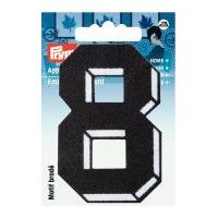 Prym Iron On Embroidered Number Motif Applique Small Number 8 - Black