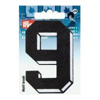 Prym Iron On Embroidered Number Motif Applique Small Number 9 - Black