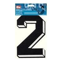 Prym Iron On Embroidered Number Motif Applique Large Number 2 - Black