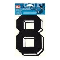 Prym Iron On Embroidered Number Motif Applique Large Number 8 - Black