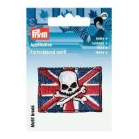 Prym Iron On Embroidered Applique Patch Flag Of England With Skull