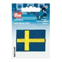 Prym Iron On Embroidered Motif Applique Sweden Flag