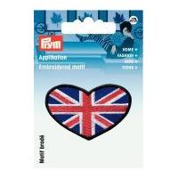 Prym Iron On Embroidered Motif Applique Heart Shape Union Jack