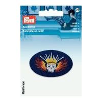 Prym Iron On Embroidered Applique Patch Skull With Crown