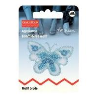 prym iron on embroidered motif applique small light blue butterfly org ...