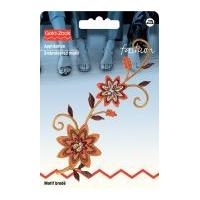 Prym Iron On Embroidered Motif Applique Flower Tendril With Pearls