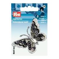 Prym Iron On Embroidered Motif Applique Black & White Butterfly