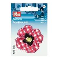 Prym Iron On Embroidered Motif Applique Red & White Country Flower