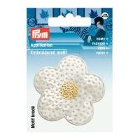 Prym Iron On Embroidered Motif Applique Cream Flower With Sequins