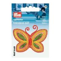 Prym Iron On Embroidered Motif Applique Orange & Yellow Butterfly