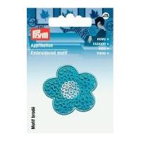 Prym Iron On Embroidered Motif Applique Blue Flower With Sequins