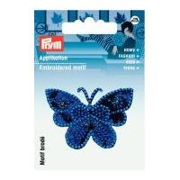 Prym Iron On Embroidered Motif Applique Royal Blue Butterfly