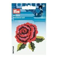 Prym Iron On Motif Applique Embroidered Red Rose