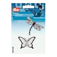 Prym Self Adhesive Embroidered Motif Applique Black & White Butterfly
