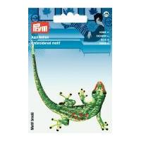 prym iron or sew on fabric motif applique lizard green