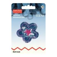 Prym Iron On Embroidered Motif Applique Purple Flower for Jeans