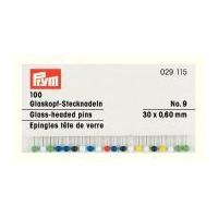 Prym 0.60 x 30mm Glass Headed Pins 30mm Assorted Colours