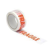 Printed Tape (50mm x 66m) Fragile Polypropylene Red on White (1 x Pack of 6 Rolls)