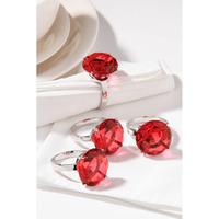 Premier Housewares Diamante Set of 4 Napkin Rings in Red