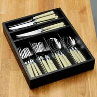 Premier Housewares Cafe 36 Piece Cutlery Set with Wooden Tray in Cream