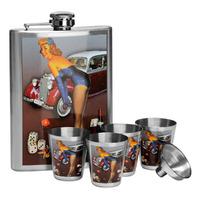 Premier Housewares Hip Flask Set with 4 Cups and Funnel