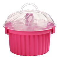 Premier Housewares 3 Tier 24 Cupcake Storage Box in Hot Pink and Clear