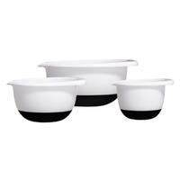 Premier Housewares Set of 3 Mixing Bowls in White and Black