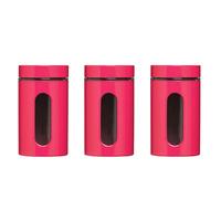 premier housewares 1000ml set of 3 storage jars in hot pink