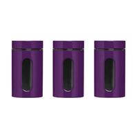 premier housewares 1000ml set of 3 storage jars in purple