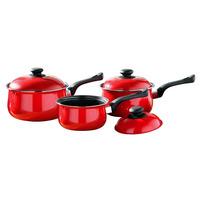 Premier Housewares 3 Piece Non Stick Belly Pan Set with Bakelite Handles in Red