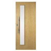 Premdor Banville Solid White Oak Offset Obscure Glazed Exterior Door 78in x 33in x 44mm (1981 x 838mm)