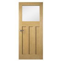 Premdor 1930s Shaker Style White Oak Obscure Glazed Internal Door 78in x 33in x 35mm (1981 x 838mm)