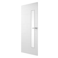 Premdor Horizontal 4 Line 1 Light Offset Clear Glazed Solid Core Internal Door 78in x 34in x 35mm (1981 x 864mm)