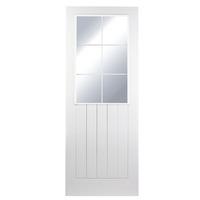 Premdor Masonite Vertical 5 Panel White Leaded Glazed Internal Door 2040 x 826 x 40mm (80.3 x 32.5in)