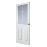 Premdor Manhattan Square Top Light Glazed Chrome Leading Smooth Internal Door 78in x 34in x 35mm (1981 x 864mm)