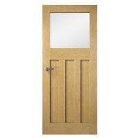 Premdor 1930s Shaker Style White Oak Obscure Glazed Internal Door 78in x 30in x 35mm (1981 x 762mm)