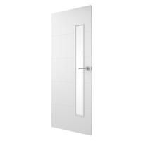 Premdor Horizontal 4 Line 1 Light Offset Clear Glazed Solid Core Internal Door 78in x 27in x 35mm (1981 x 686mm)