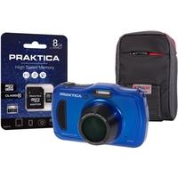 PRAKTICA Luxmedia WP240 Waterproof Blue Camera Kit inc 8GB MicroSD Card & Case