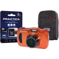 PRAKTICA Luxmedia WP240 Wtprf Orange Camera Kit inc 8GB MicroSD Card & Case