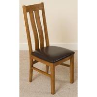 princeton solid oak rustic wood brown leather dining chair