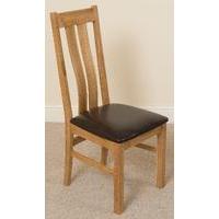 princeton solid oak light wood brown leather dining chair