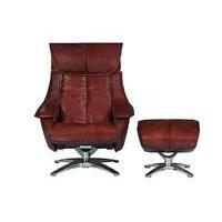 Prague Leather Recliner Swivel Armchair and Footstool